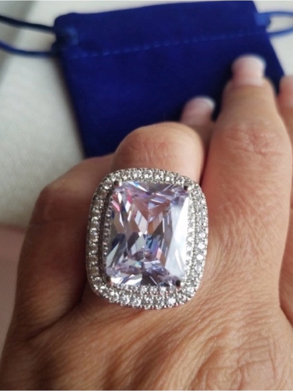 Swarovski Elements 925 Sterling Silver Huge Halo Solitaire Statement Ring NEW